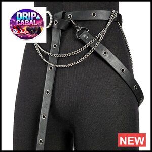 Medieval Faux Leather Chain Belt Adjustable Vintage Retro Thin Women's Accessory